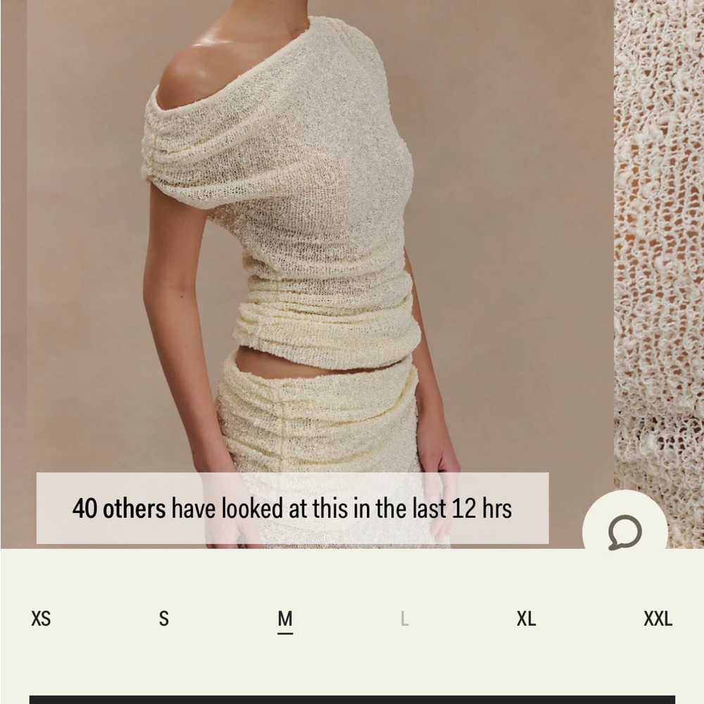 Meshki Cream Off Shoulder Boucle Knit Top - Picture 4 of 5